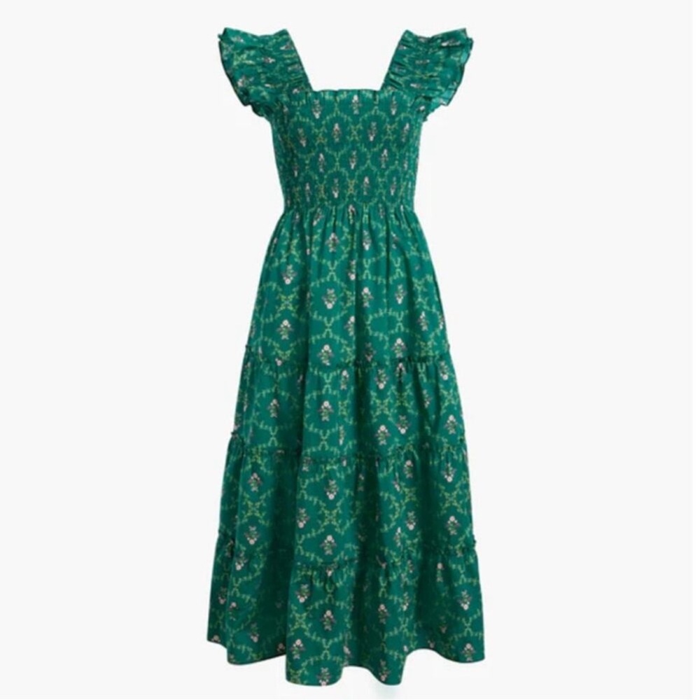 Hill House Green Floral Mini Dress